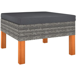Poggiapiedi in Polyrattan e Legno Massello di Eucalipto - Grigio - Vidaxl en oferta