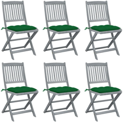 vidaXL Sedie da Giardino Pieghevoli 6pz con Cuscini in Massello Acacia - Nero características
