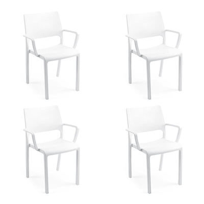 Set 4 Sedie Tramontana Bianche Impilabili Polipropilene Per Esterno E Interno