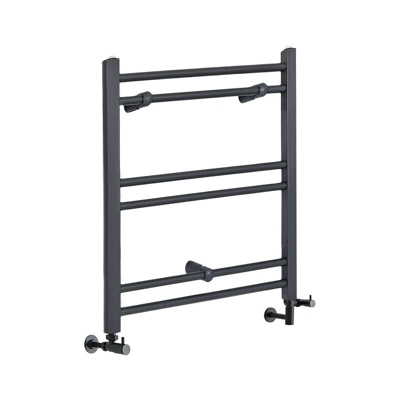 Hudson Reed Artle Scaldasalviette Misto Piatto Moderno - Termoarredo Bagno a Scaletta Antracite - Design Elettrico & Idraulico - 222W - 600 x 400mm