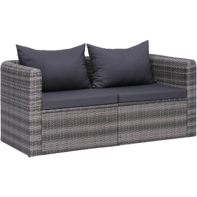 Divano Angolare da Giardino 2 pz Grigio in Polyrattan