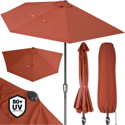 Kingsleeve - Ombrellone da terrazza semicircolare a mezzaluna protezione UV 40+ terracotta (de)