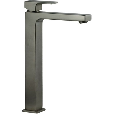 Gattoni Rubinetteria - Miscelatore lavabo tipo alto in ottone colore acciaio spazzolato Gattoni Kubik 2584/25NS | Senza piletta di scarico - Acciaio