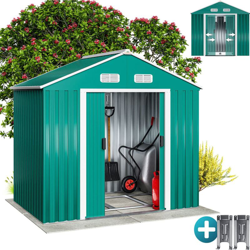 Gardebruk - Deuba XL capannone per attrezzi in metallo 2,4m² con fondazione 210x132x186cm porta scorrevole verde capanno per attrezzi da giardino en oferta