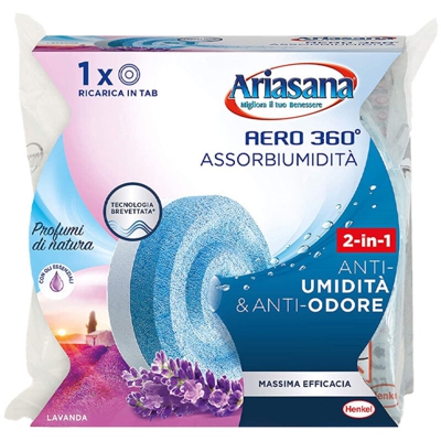 Ricarica ariasana aero 360° tab assorbiumidita' deumidificatore 450g profumato (aero 360° relax alla lavanda)