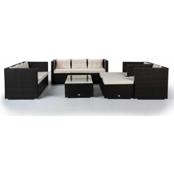 KieferGarden - Set di mobili da giardino e terrazza, 10 posti, marrone, rattan sintetico, modulare precio