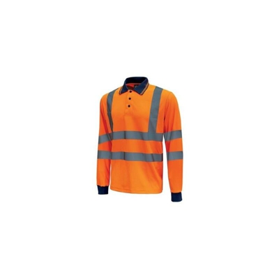 Polo maniche lunghe con strisce riflettenti HAZE ORANGE FLUO (S) - U Power