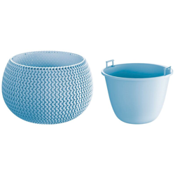Vaso di fiori tonda con vasca Splofy Bowl in plastica colore grigio ghiaccio 37 (lunghezza) x 37 (larghezza) x 21 (altezza) cm en oferta