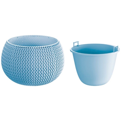 Vaso di fiori tonda con vasca Splofy Bowl in plastica colore grigio ghiaccio 37 (lunghezza) x 37 (larghezza) x 21 (altezza) cm