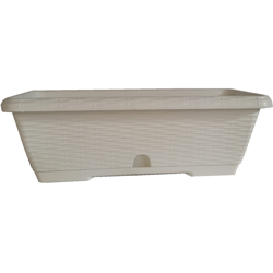 Vaso fioriera balconetta Vimini con raccoglitore 50 x 20 x 17 cm - Bianco en oferta
