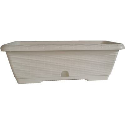 Vaso fioriera balconetta Vimini con raccoglitore 50 x 20 x 17 cm - Bianco