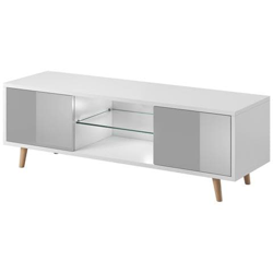 Mobile Tv Coleus Stile Scandinavo Bianco / grigio Lucido 140 Cm en oferta