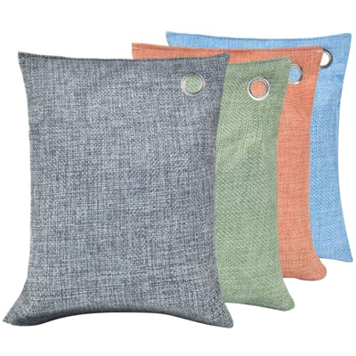 4 Pack * 200g Sacchetto di carbone di bambu per la casa Carbone attivo Assorbitore di odori piu fresco Rimuovi muffa TVOC Umidita Purifica aria per
