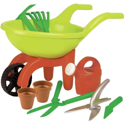 Lgvshopping - Mini Carriola Bambini da Giardiniere Lunga 49 cm Con Utensili da Giardinaggio
