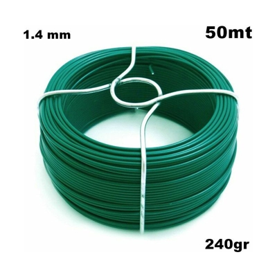 ROTOLO FILO DI FERRO PLASTIFICATO 1,4 mm x 50 METRI X LEGATURA RETI GIARDINAGGIO