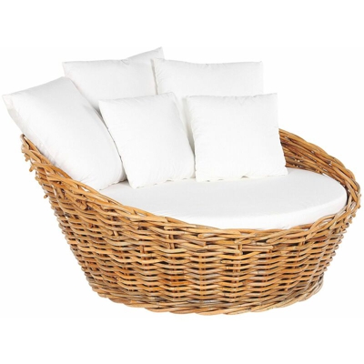 Letto Rotondo In Rattan Marrone Chiaro per Giardino KALLITHEA