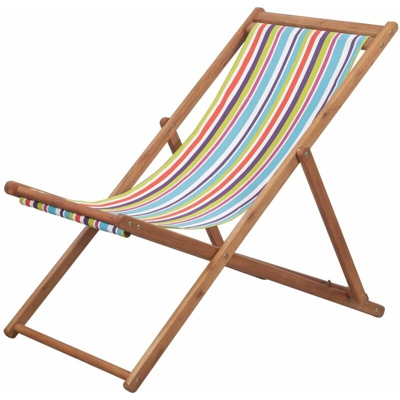 YOUTHUP Sdraio da Spiaggia Pieghevole Tessuto Telaio Legno Multicolore - Multicolore