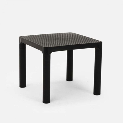 Tavolino basso da caffè bar giardino quadrato 45x45 cm interno esterno Aviat | Nero