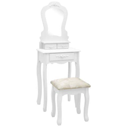 Tavolo Da Trucco E Sgabello Bianco 50x59x136 Cm Legno Paulownia características
