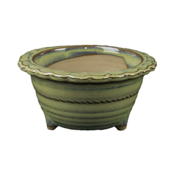 Vaso per bonsai Giapponese Morrisan rotondo in gres smaltato verde 12,5x12,5x6 cm - B04-15a precio