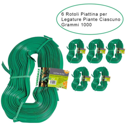 6 rotoli piattina per legature da giardino pvc ciascuno da altezza 18,5 mm grammi 1000 precio