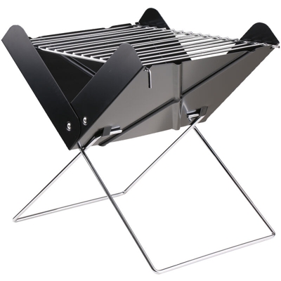 Asupermall - Mini griglia per barbecue pieghevole a forma di X. Griglia per barbecue modello A913 nera