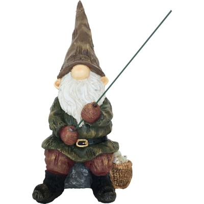 Esschert Design Gnomo con Canna da Pesca 12,3x16,6x25,6 cm - Multicolore