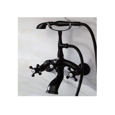 Lookshop - Rubinetto vasca a parete in stile classico con doccetta Nera