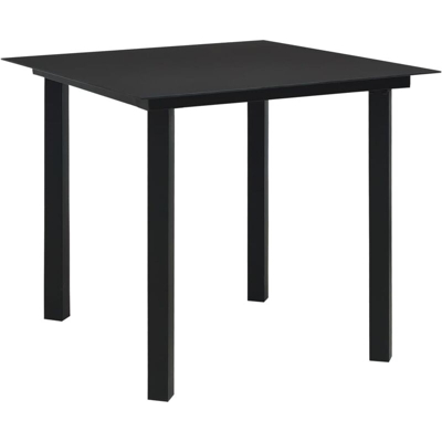 YOUTHUP Tavolo da Giardino Nero 80x80x74 cm in Acciaio e Vetro - Nero
