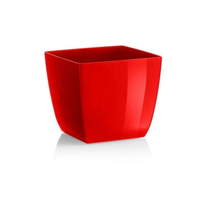 Vaso quadrato 'Colour Santiago' da esterno e giardino per piante e fiori. -13 x 13 x H 12 cm / Rosso