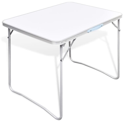 vidaXL Tavolo da Campeggio Pieghevole con Telaio in Metallo 80x60 cm - Bianco