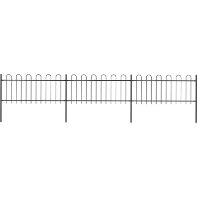 Recinzione Giardino con Punta Tonda in Acciaio 5,1x0,8m Nera - Nero - Youthup