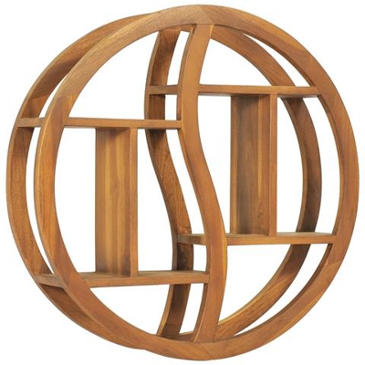 Mensola Yin Yang 60x15x60 Cm In Legno Massello Di Teak