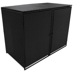 Copribidone Doppio Per Spazzatura Polirattan Nero 148x80x111 Cm precio