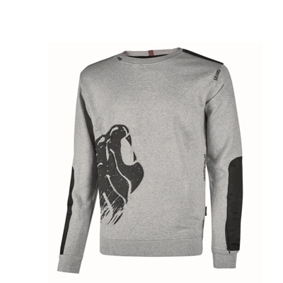 DIKE LION FELPA INVERNALE UOMO DA LAVORO FELPATA MAGLIA GIROCOLLO COTONE-XL-Grigio Chiaro XL Grigio Chiaro - Upower