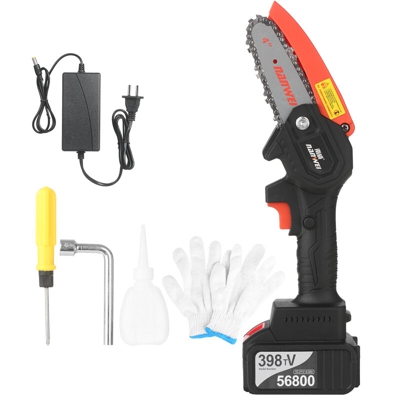Asupermall - 21 V, batteria al litio senza spazzole, motosega elettrica da 4 pollici, 100-240 V, ampia tensione 398TV, batteria da 4000 mah, standard