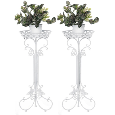 Insma - 2x Espositore per patio con mensola per vasi da fiori (bianco)