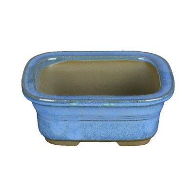 Vaso per bonsai Giapponese Morrisan rettangolare in gres smaltato azzurro 11x8,5x4,5 cm - B03-3-3A