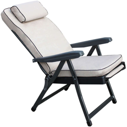 Poltrona A Sdraio Imbottita Reclinabile Cuscino Poggiatesta Imbottito Alta Densità, Adatta A Giardino, Portico, Piscina E Relax Con Carrello en oferta
