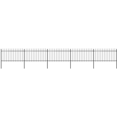Recinzione da Giardino con Punta a Lancia Acciaio 8,5x1m Nera - Nero - Youthup