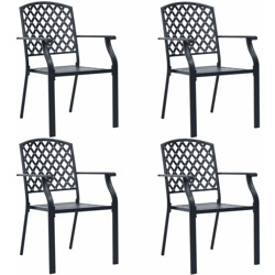 YOUTHUP Sedie da Esterno 4 pz Design a Rete in Acciaio Nero - Nero precio
