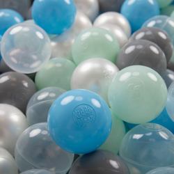 KiddyMoon 100 ? 7CM Palline Morbide Colorate Per Piscina Bambini Fatto In EU, Perla/Grigio/Trasparente/Azzurro/Menta precio