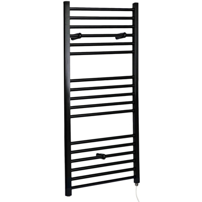 Hudson Reed Nox Scaldasalviette Elettrico Piatto di Design Verticale - Termoarredo Bagno a Scaletta Moderno - Acciaio Nero - 600W - 1200 x 600mm