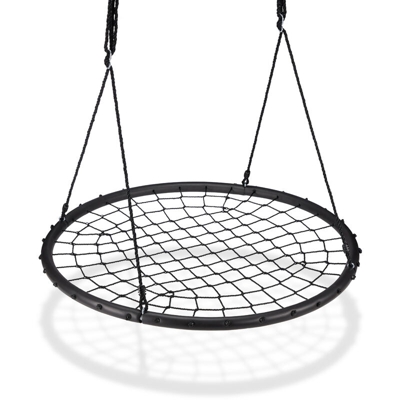Relaxdays - Altalena da Giardino a Rete, per Bambini e Adulti, Regolabile, Ø 120 cm, Portata Max. 150 kg, Nera