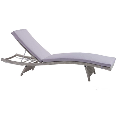 Lettino Sdraio Da Giardino In Wicker Grigio Con Cuscino Grigio Intreccio In Rattan Sintetico Da Esterno