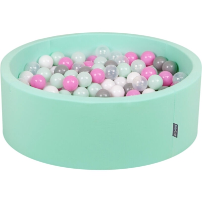 90X30cm/300 Palline ? 7CM Piscina Di Palline Colorate Per Bambini Tondo Fabbricato In EU, Menta:Trasparente/Grigio/Bianco/Rosa/Menta
