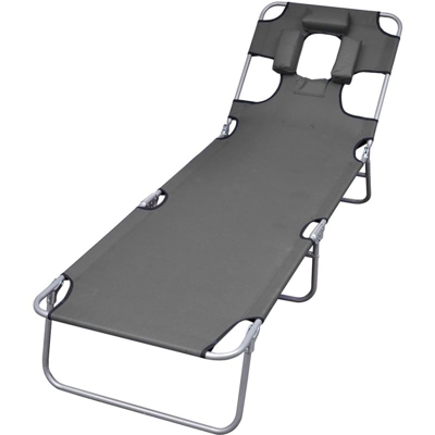 Asupermall - Lettino Pieghevole con Cuscino e Schienale Regolabile Grigio