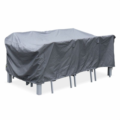 Fodera di protezione 202x124cm grigio scuro - Copertura rettangolare in poliestere con rivestimento PA per tavoli da giardino, modello: Philadelphie