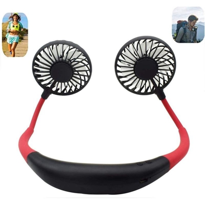 Tradeshop - MINI VENTILATORE PORTATILE SUPPORTO CUFFIE APPESO AL COLLO RICARICABILE USB FAN