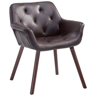 Sedia Poltroncina Cassidy con Fodera in Similpelle - Sedia Ospite rétro, Gambe in Legno - Sedia Poltroncina Sala Attesa Imbottita e con Braccioli Marrone Telaioo: Noce (Rovere)